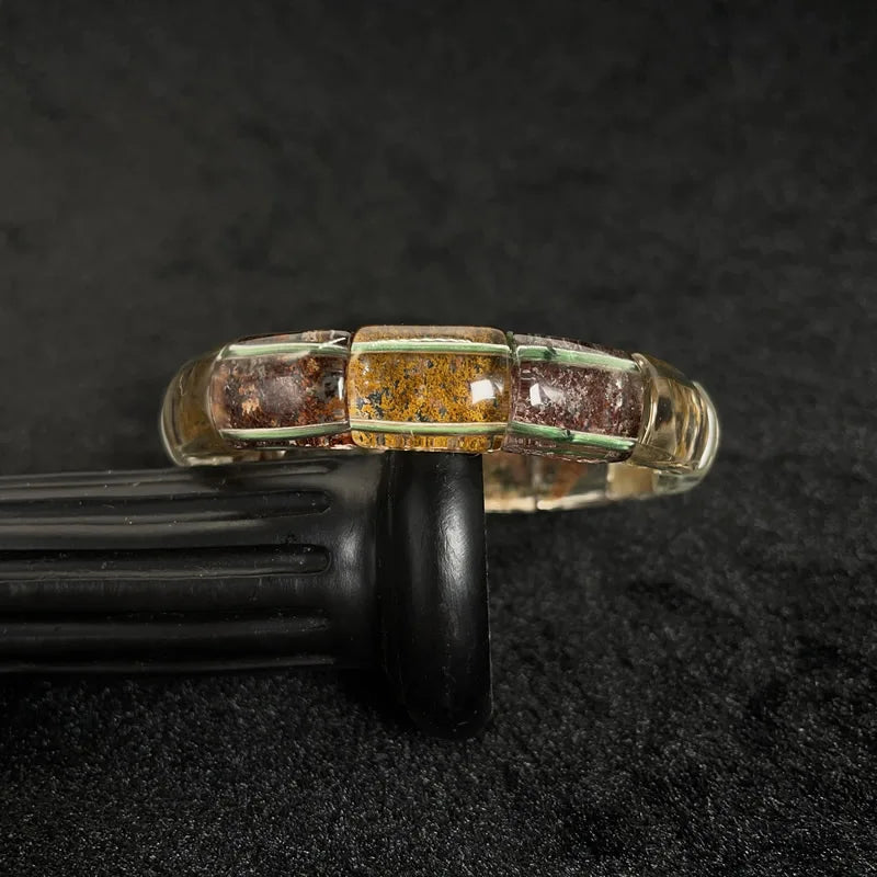 Neues farbiges Naturstein-Vier-Jahreszeiten-Geist-Kristall-Quarz-rechteckiges Armband für Männer und Frauen, Paare, glücklicher Modeschmuck