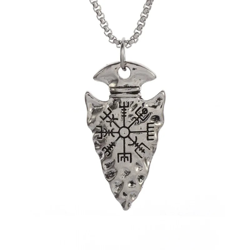 Retro-Trend nordischen Kompass Speerspitze Halskette Männer Frauen Amulett Halskette Schmuck Geschenk