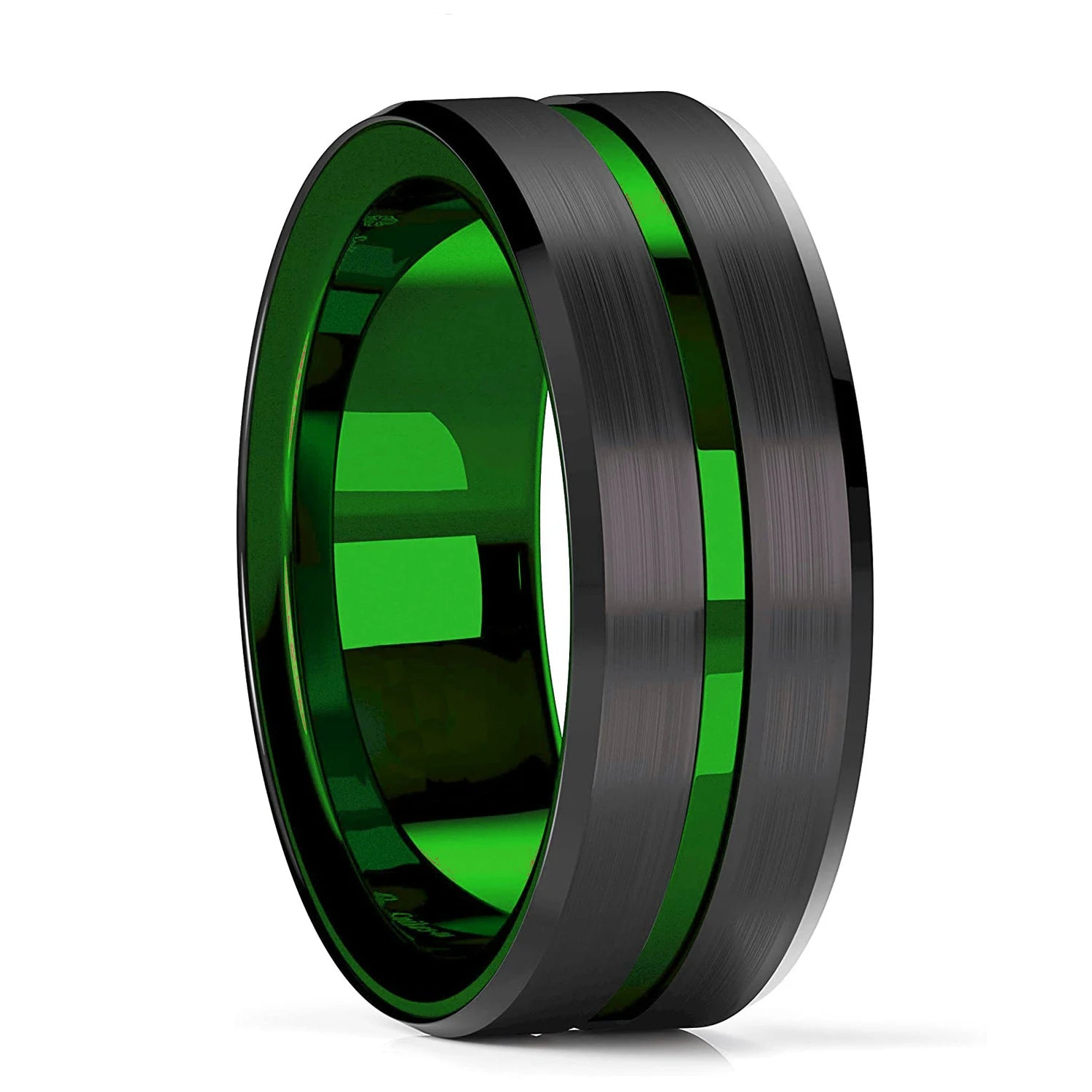 Moderne 8mm Schwarz Titan stahl Ringe für Männer Frauen Nut Facetten Edelstahl Männer Ring Hochzeit Band schmuck Großhandel