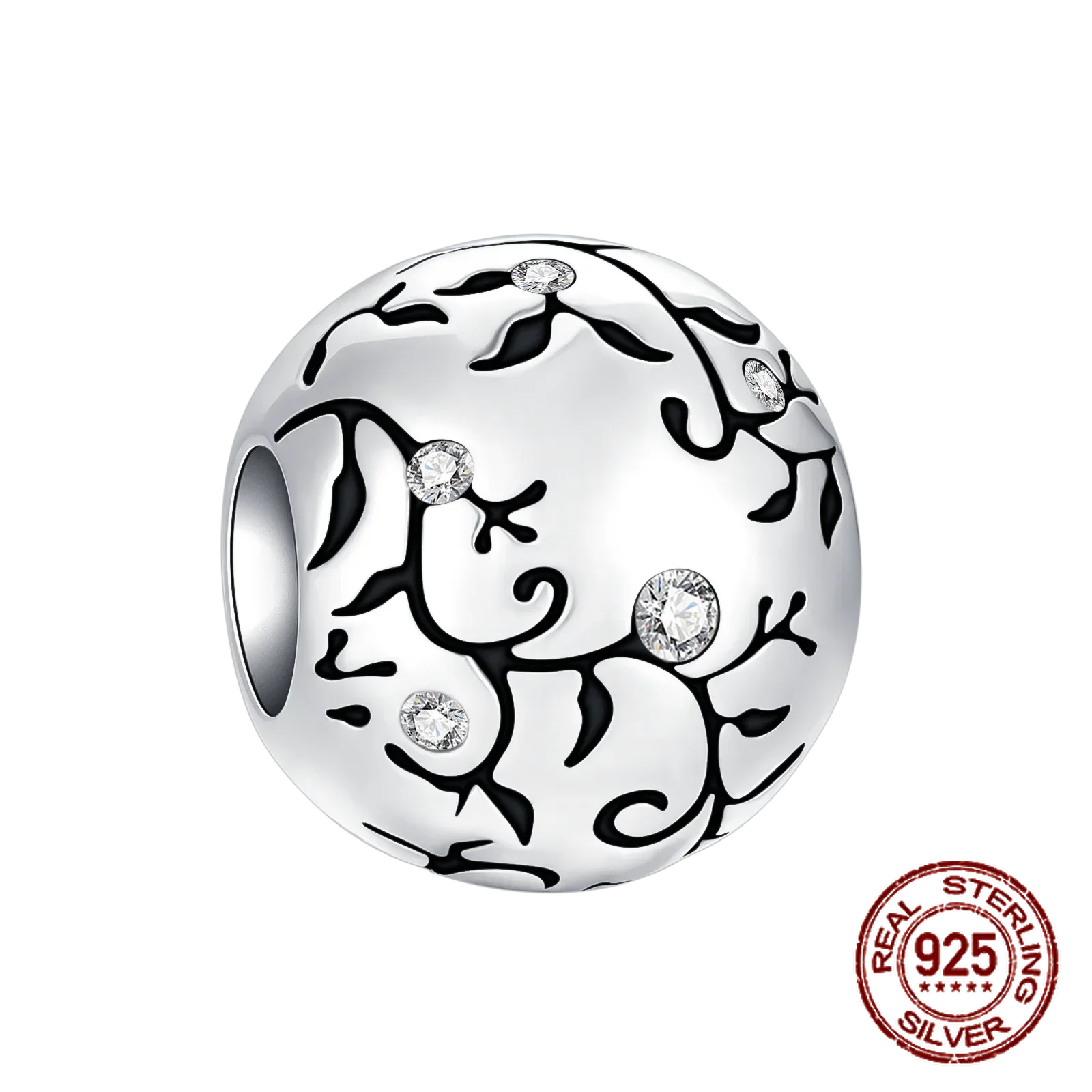 925 Sterling Silber Baum Blume Liebe für immer Familie Bead Pandent Charm Fit 4 MM Loch Durchmesser Armband DIY Bead Frau schmuck Geschenk