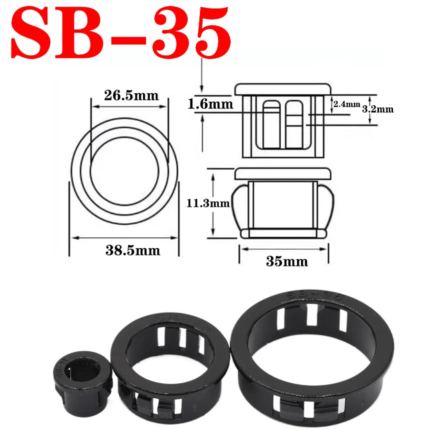 SK SB-35/38/40/45/50/60 Panelmontage Nylon-Schnappverschluss-Kabeldurchführung Schutzrohr Kabel-O-Ring Lochstopfen Kabeldurchführung