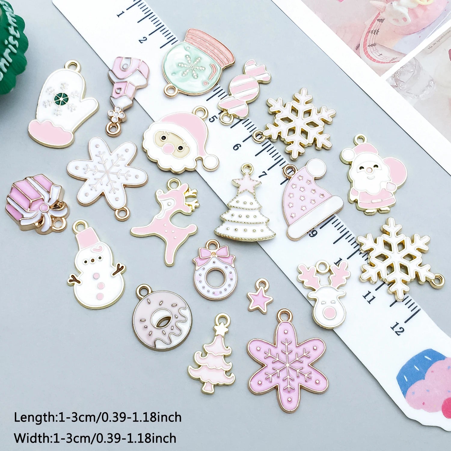 5/20 Stück Legierung Emaille Pulver weiß Weihnachten Anhänger Schmuck machen DIY Schlüsselanhänger Ohrringe Charms für Schmuck Armbänder Halskette