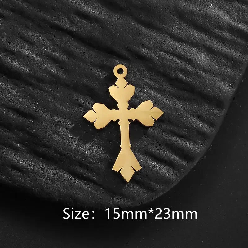 10 Stück/Lot Neue Edelstahl-Kreuzanhänger für Schmuckherstellung Kreuz-Schmuckherstellungs-Charms Zubehör