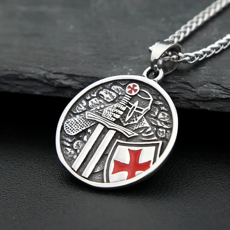 Vintage Rüstung Schild Ritter Templer Kreuz Anhänger Halskette Für Männer Edelstahl Mode Punk Amulett Schmuck Geschenk Dropshipping