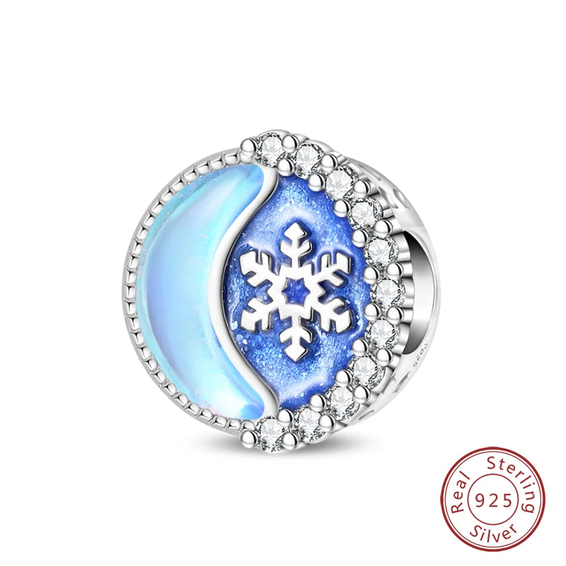 Winter-Charm, Original-Charm-Anhänger aus 925er-Sterlingsilber, Schneeflocke, Schneemann, Pinguin, für Frauen, feiner DIY-Geburtstagsschmuck, Geschenke