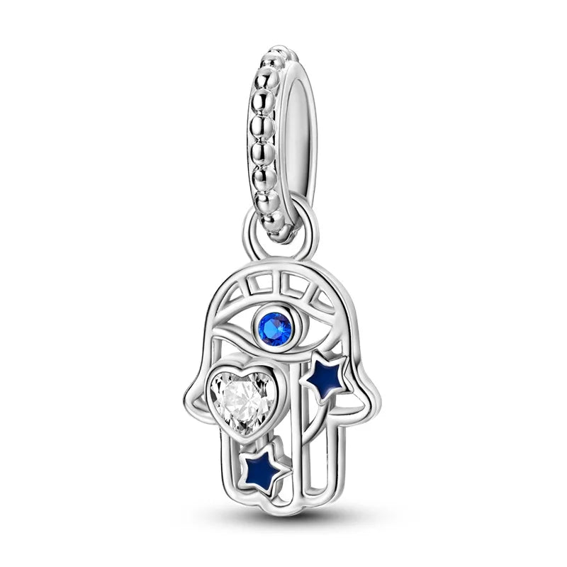 Heiße Verkäufe 925 Sterling Silber Charms Perlen Teufel Auge Fatimas Hand Kreuz Perlen Fit Original Armband Frauen DIY schmuck Geschenke