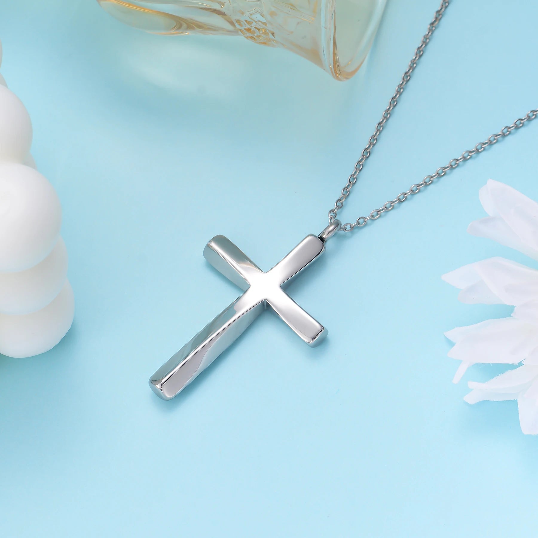 Edelstahl minimalistischen Stil Twist Kreuz Urne Anhänger Halskette Feuerbestattung Memorial Schmuck für Frauen Männer Familie Andenken Geschenk