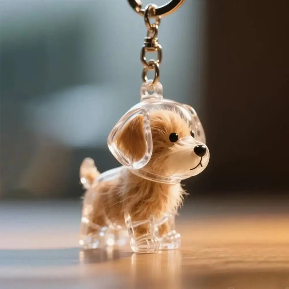 Klarer Tierhaar-Schlüsselanhänger, niedlicher Hund, Fell, Andenkenhalter, kreativer transparenter Tierhaar-Gedenkkollektions-Anhänger für Hund/Katze