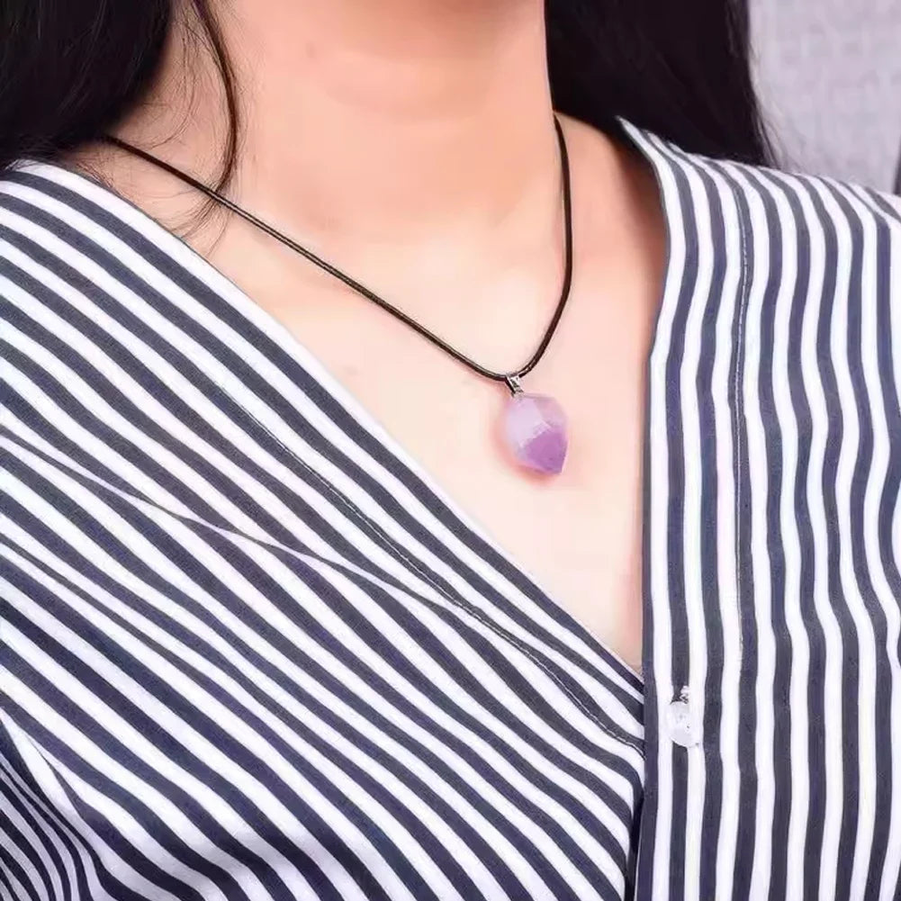 Natürliche Amethyst Stein Halskette Kristall Reiki Heilung Edelstein Anhänger Quarz für Männer Frauen Charms Minerals chmuck DIY Geschenk