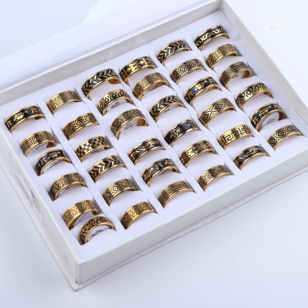 10 Teile/los Trendy Klassische männer frauen Öl Tropft Edelstahl Ringe, Retro Schmuck Geschenke, Gemischte Stil