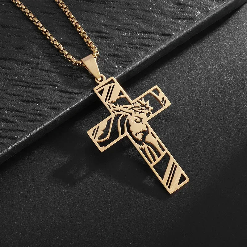 Herren-Kreuz-Halskette, Edelstahl, silberfarben, Glaube, Kreuz, Bibelvers, Erkennungsmarke, Anhänger, Halskette, Geburtstagsgeschenke für Jungen