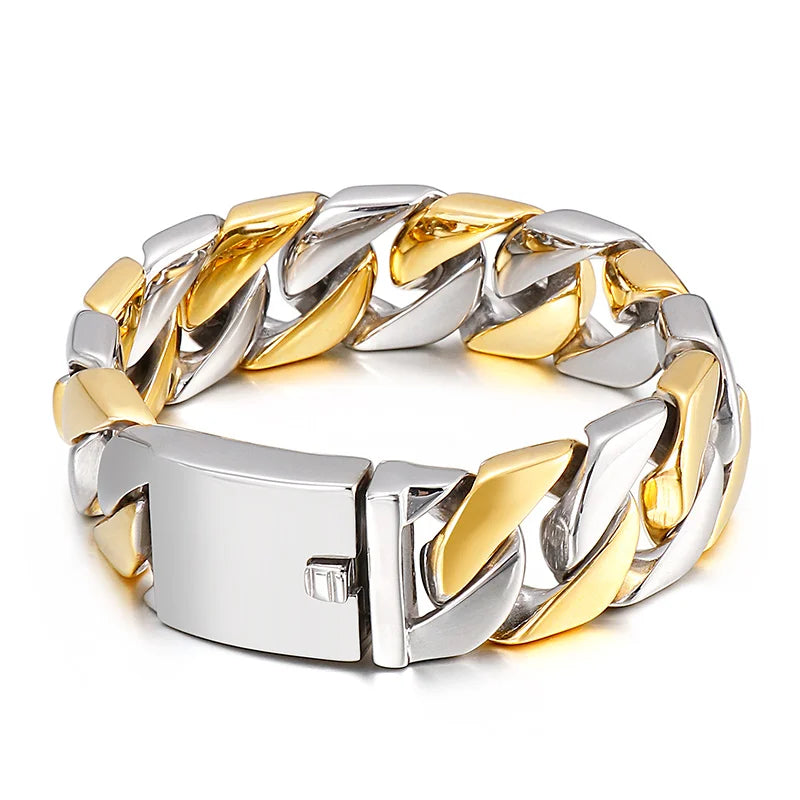 20/26/31MM 316L Edelstahl Curb Kubanisches Armband Riesige Schwere Silber Farbe Ton Schmuck Herren Frauen Biker Bike Kette Armbänder