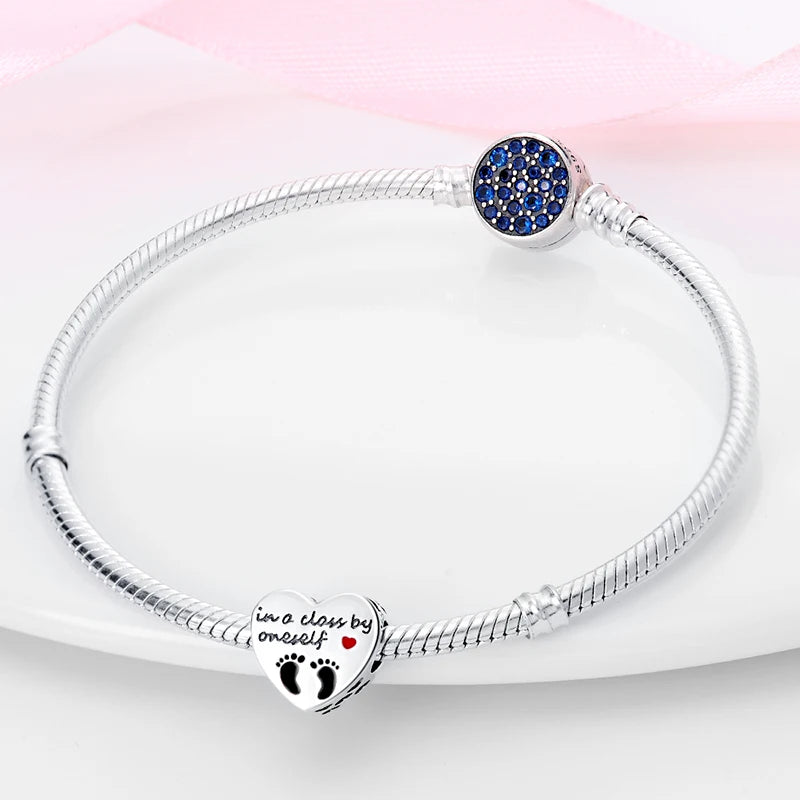 Charms aus 925er-Sterlingsilber, romantische Herz-Serie, Perlen, passend für Qikaola 925 Original-Armbänder, DIY-Schmuck zum Muttertag, Geschenke
