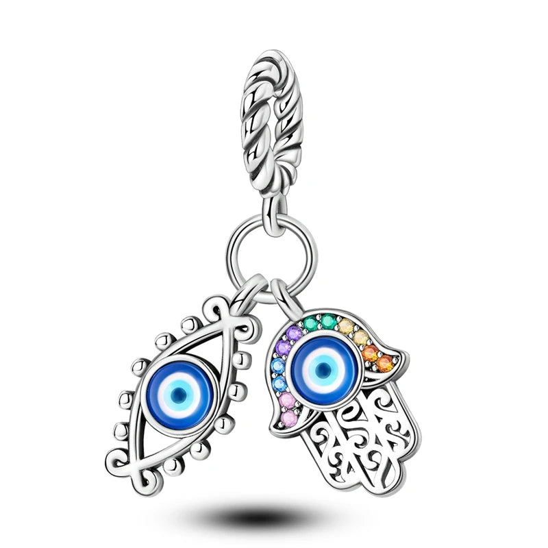 Heiße Verkäufe 925 Sterling Silber Charms Perlen Teufel Auge Fatimas Hand Kreuz Perlen Fit Original Armband Frauen DIY schmuck Geschenke