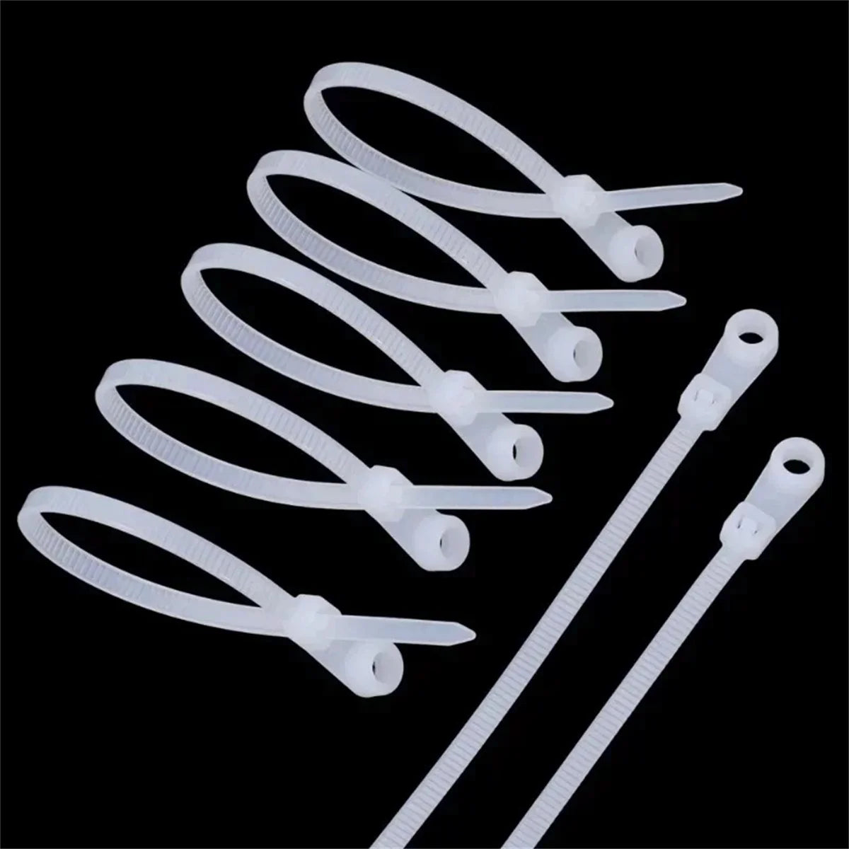 100/500 Stück Nylon-Kabelbinder mit Schraubenloch, vielseitig einsetzbar, verstellbar, selbstsichernde Kabelbinder, Organizer, Riemen, Befestigungsschlaufe