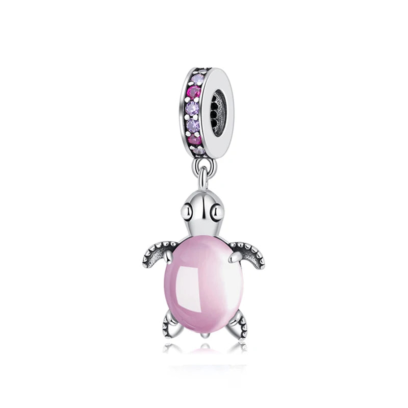 Original 925 Sterling Silber Charms Meeresschildkröte Anhänger Kristall Perlen Fit Marke Armbänder Halsketten Diy Schmuck Für Frauen