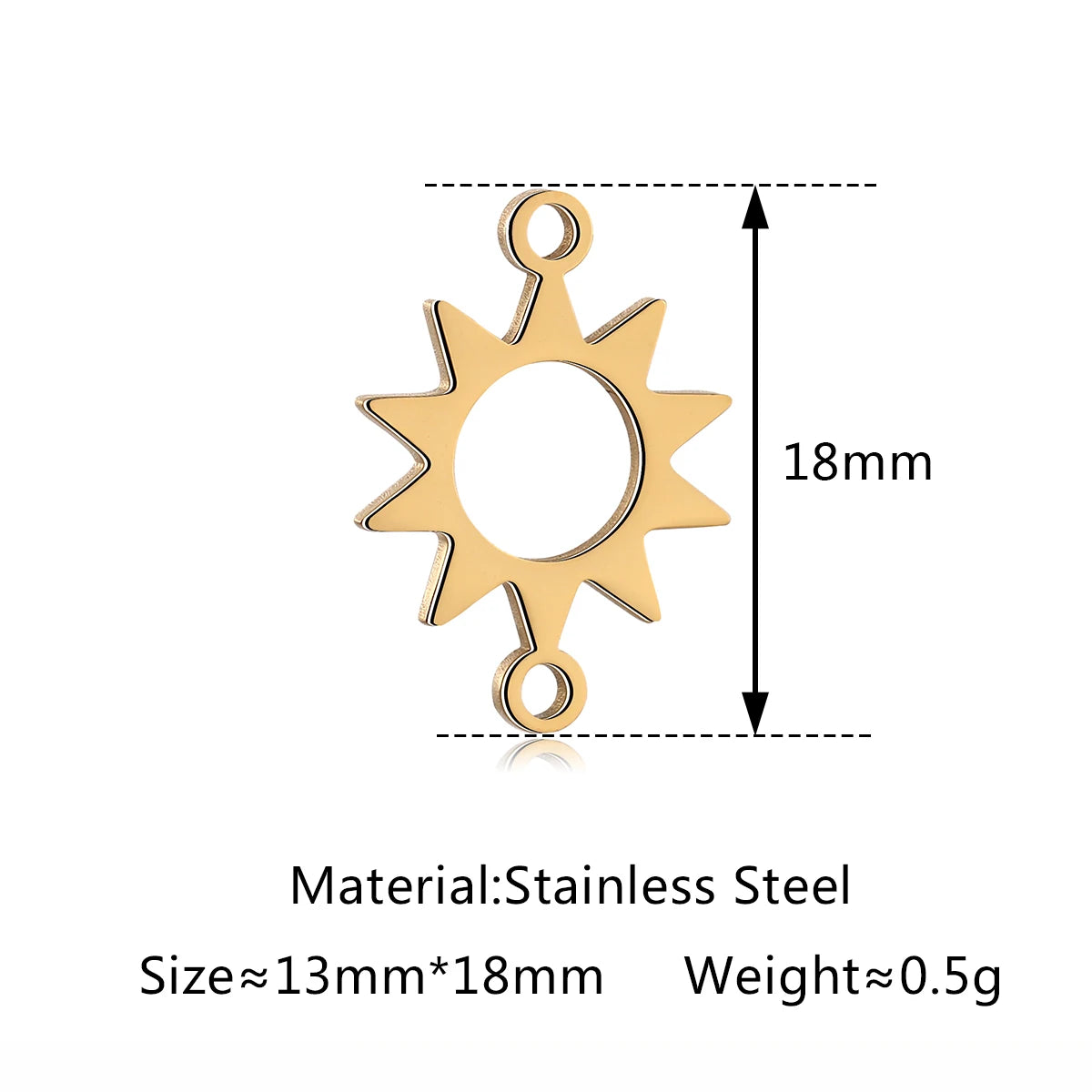 5Pcs Hohl Stern/Mond/Sonne Doppel Loch Charme Edelstahl Halskette Armband Anhänger DIY Link Stecker Schmuck machen Liefert