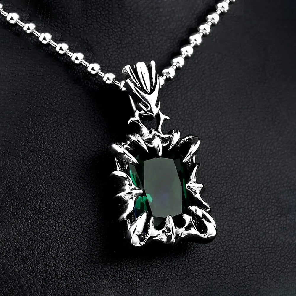 Vintage Mode rot/schwarz/blau/grün Farbe Stein Anhänger Halskette für Männer Frauen Edelstahl Punk Paar Schmuck Drops hipping