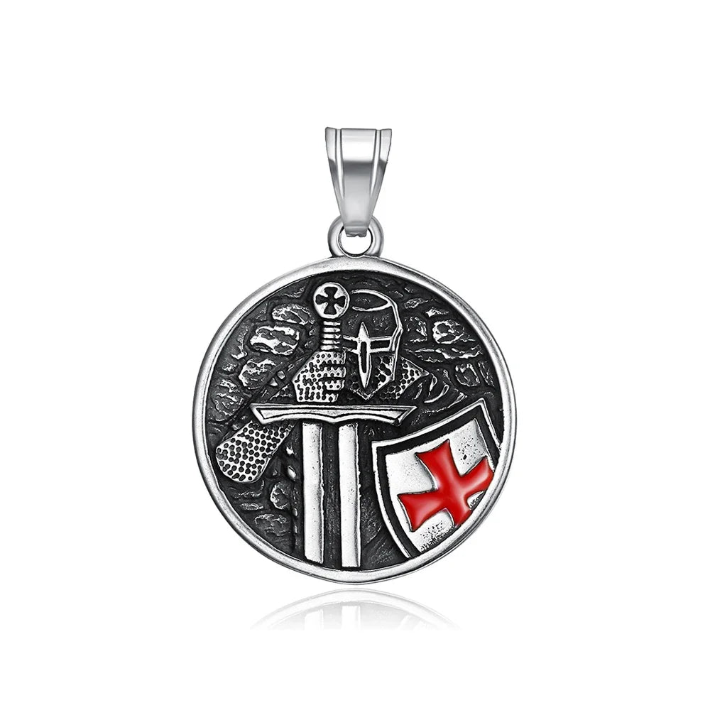 Vintage Rüstung Schild Ritter Templer Kreuz Anhänger Halskette Für Männer Edelstahl Mode Punk Amulett Schmuck Geschenk Dropshipping