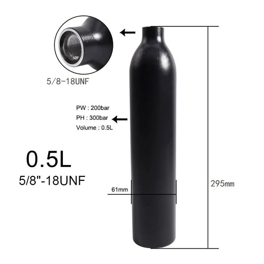 0,5 l Aluminium tank 5/8 "-18 unf Luft flasche 3000psi 200bar hpa Druckluft CO2-Zylinder Flaschen tank Regelventil