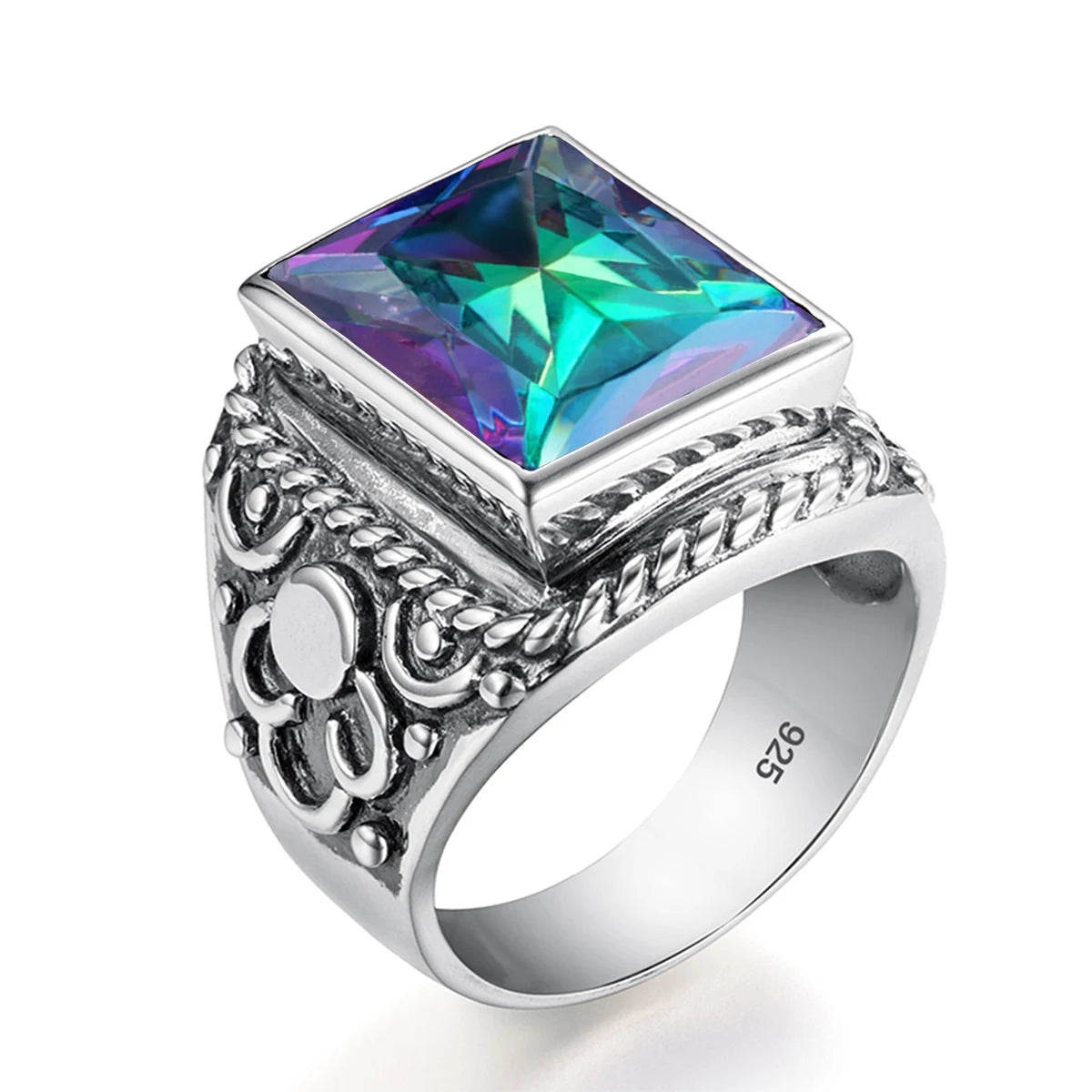 Massive 925er Sterlingsilber dicke Herrenringe Amethyst Vintage Art Deco Revival Vintage männlicher Schmuck Party Geschenk für Ehemann