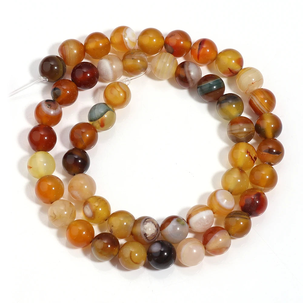 1 Strang Natursteinperlen Bernsteinfarbene Achatperlen Runde lose Perlen für DIY Schmuckherstellung Halskette Armband Großhandel