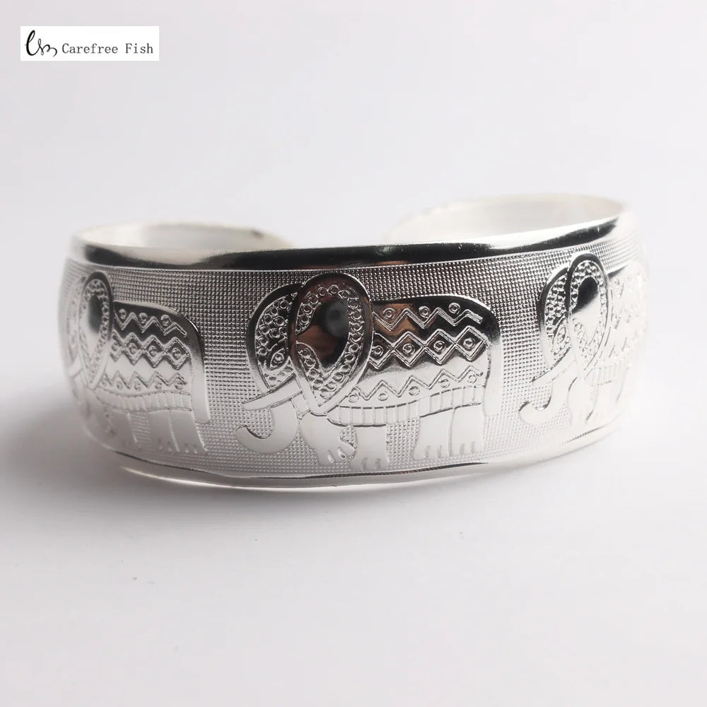 32-Stil Vintage-Manschettenarmband, tibetisch versilbert, geschnitzte Blume, Tier-Öffnungsarmreif, verstellbar, indischer Schmuck, Damen-Geschenke