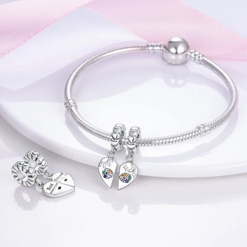 Charms aus 925er-Sterlingsilber, romantische Herz-Serie, Perlen, passend für Qikaola 925 Original-Armbänder, DIY-Schmuck zum Muttertag, Geschenke