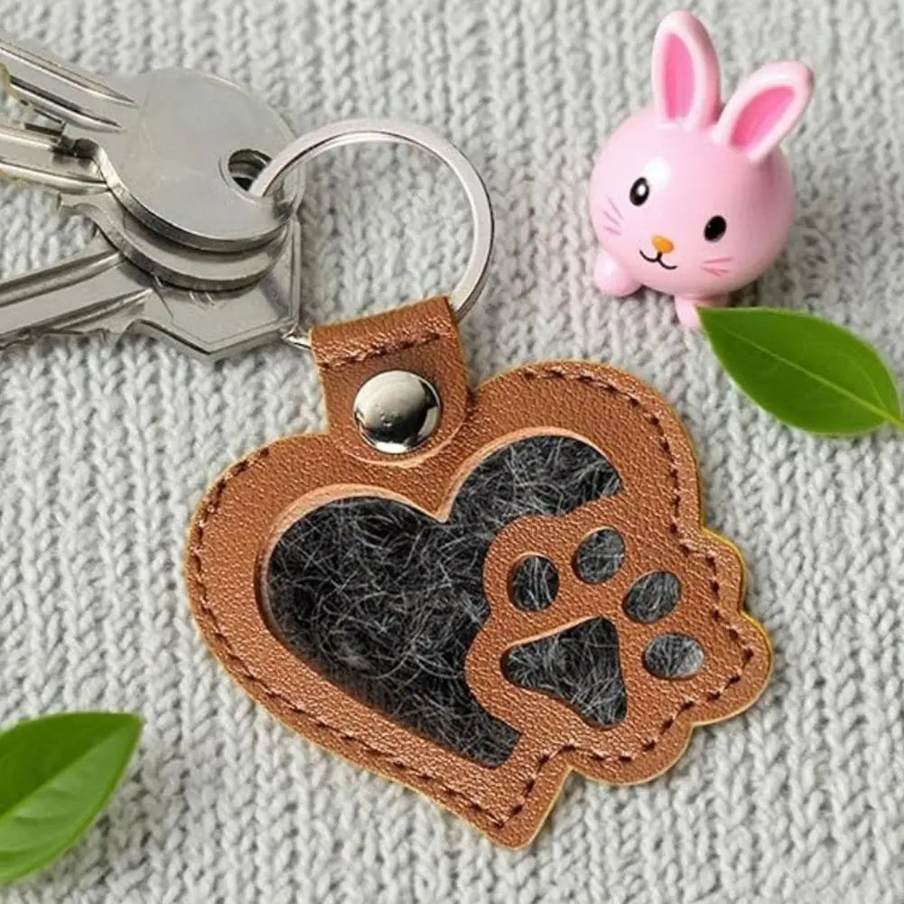 Pet Cat Dog Hair Storage Pendant Memorial Keychain Cat Paw Heart Cat And Dog Fur Keepsake Collecting Storage Bag