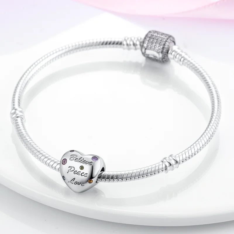 Charms aus 925er-Sterlingsilber, romantische Herz-Serie, Perlen, passend für Qikaola 925 Original-Armbänder, DIY-Schmuck zum Muttertag, Geschenke