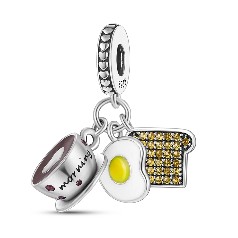 Echtes 925 Sterling Silber Buch Und Kaffeetasse Charms Fit Original Pand 3mm Armband Anhänger Perlen Frauen Edlen schmuck