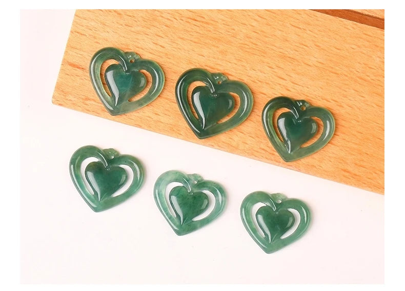 1 Stück Naturstein Guatemala Jadeit geschnitzte Herzform Smaragdperle für Schmuckherstellung DIY Halskette Armband Charms Zubehör