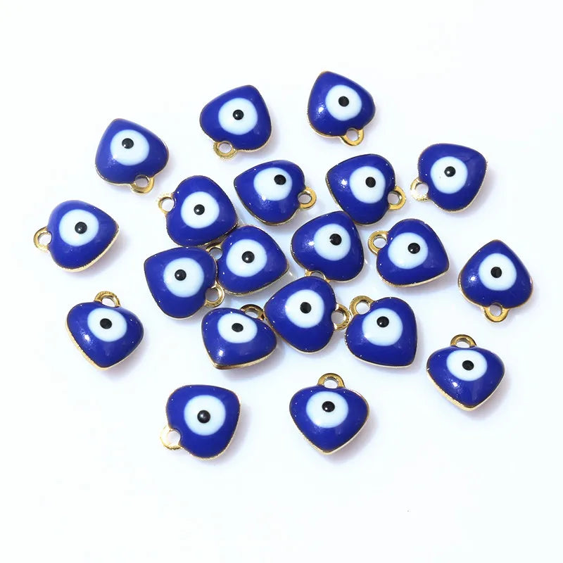 20 Stück 9x8mm Emaille Böse Augen Herz-Anhänger Edelstahl DIY Schmuck Making Zubehör Erkenntnisse Armband Ohrringe