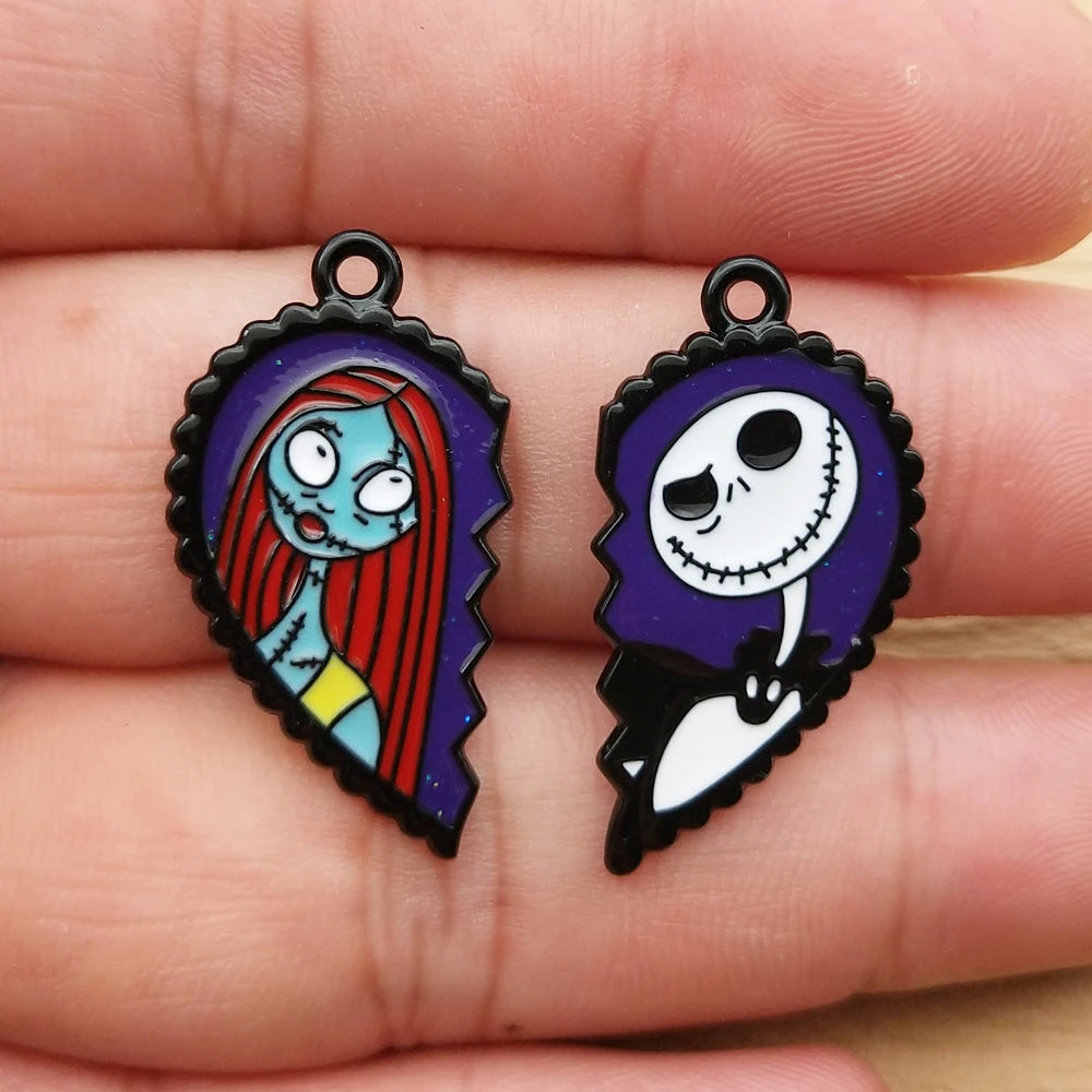 10 Stück Nightmare Before Christmas Charm Schmuckzubehör Emaille Halskette Ohrring Anhänger Diy Herstellung Legierung Metall schwarz plattiert