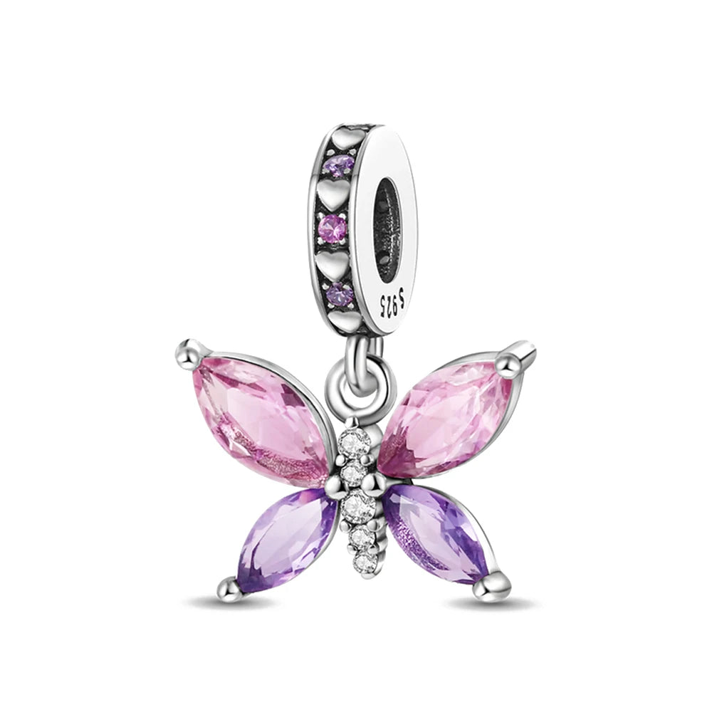 2025 Neu in Original 925 Sterling Silber Bunte Exquisite Schmetterling Serie Charm Fit Armband Halskette DIY Frauen Schmuck Geschenk