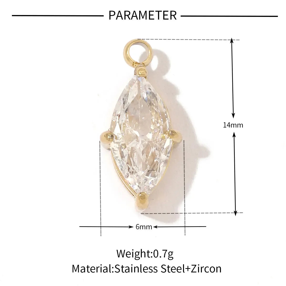 3 teile/los Mode Edelstahl Zirkon Kristall Charms Oval Stern Herz Runde Quadrat HorseeyeStone Halskette DIY Kleine Anhänger