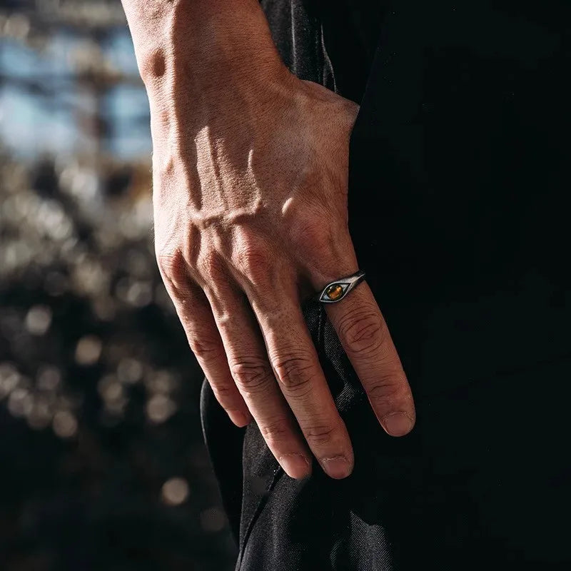 VENTFILLE 925 Sterling Silber Ring für Frauen Tigerauge Stein Retro Punk Rock Einstellbare Schmuck Geschenk Dropshipping