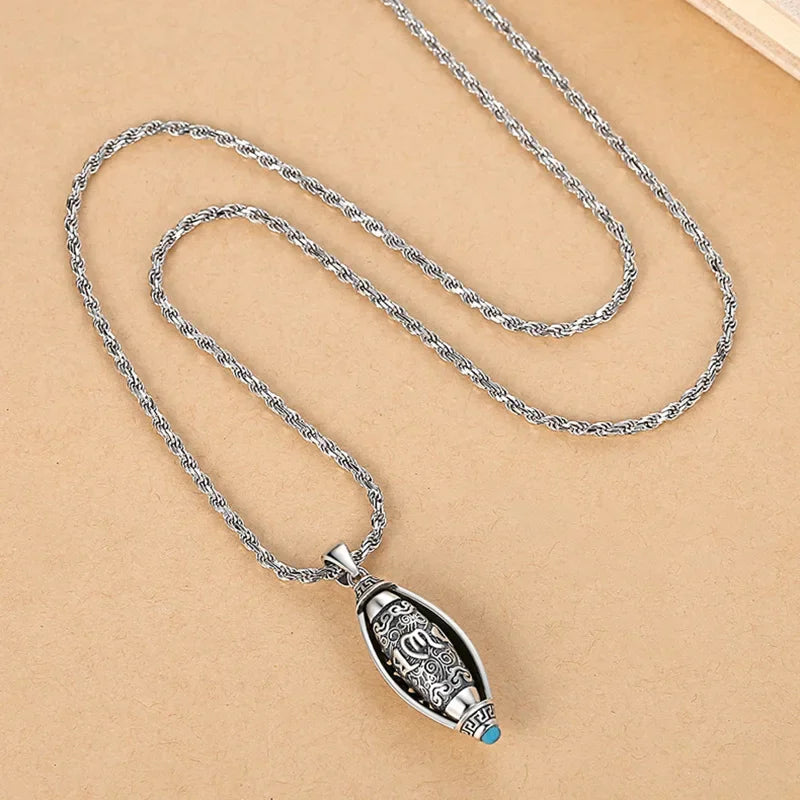 Mode Sechs-charakter Schrift Buddha Halskette für Männer und Frauen Retro Hohl Muster Gebet Räder Anhänger Schmuck Zubehör