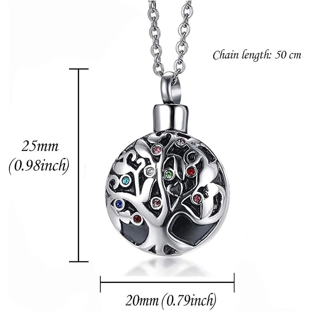 Baum des Lebens Feuerbestattung Schmuck für Asche Memorial Asche Schmuck Anhänger Andenken Haustier verloren Schmuck Edelstahl Urne Halskette