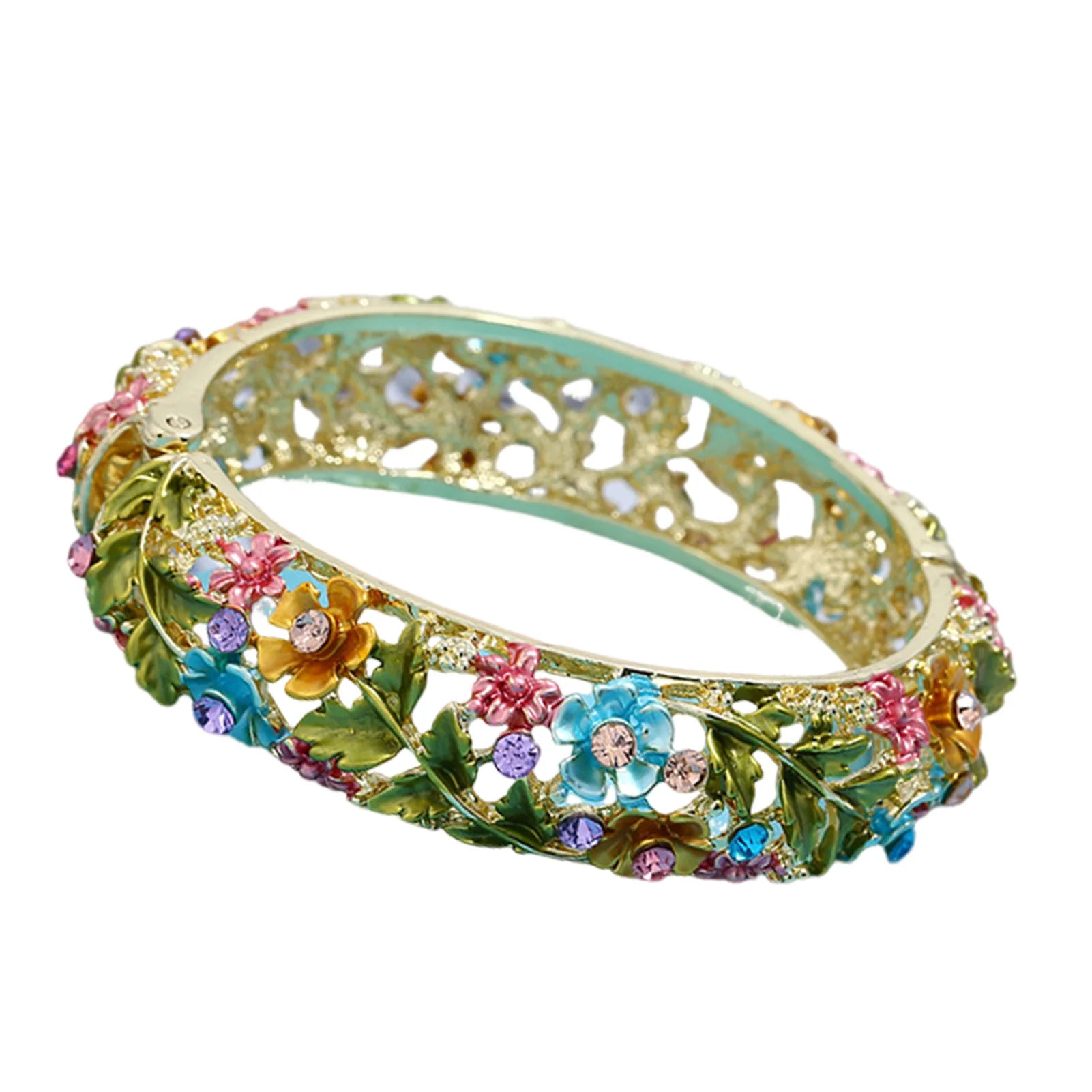 Frau Vintage Armreifen handgemachte bunte Metall Blumenarmbänder für Mama Oma Schwester Freundinnen Geburtstag Neujahr Party Geschenke