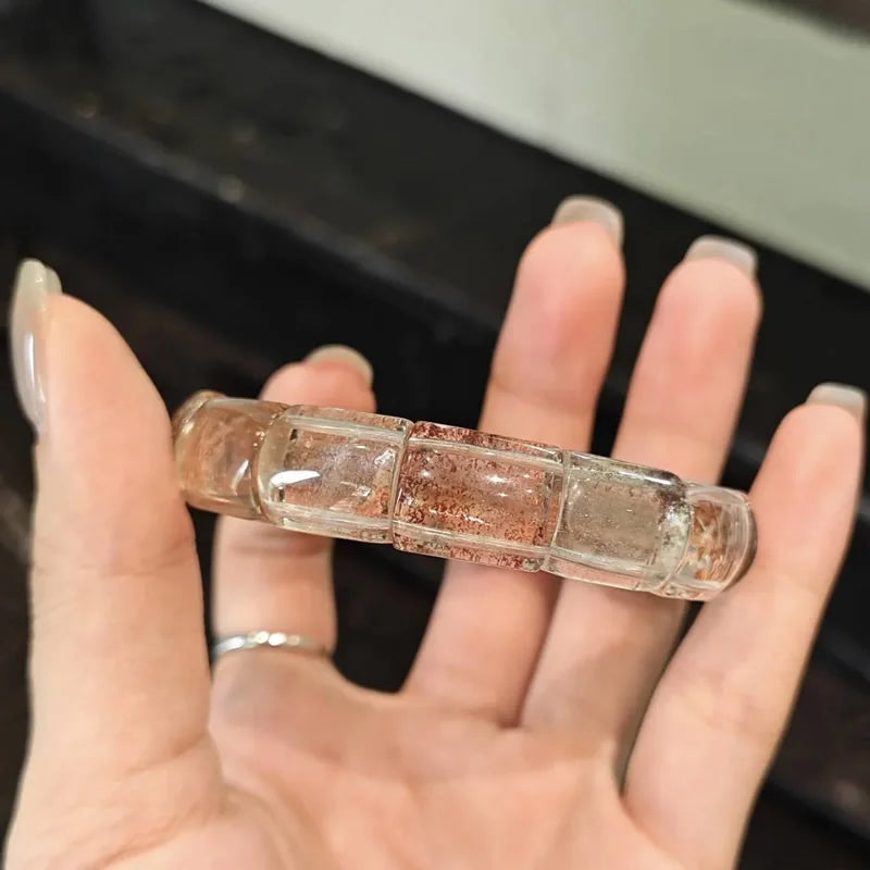 Neues farbiges Naturstein-Vier-Jahreszeiten-Geist-Kristall-Quarz-rechteckiges Armband für Männer und Frauen, Paare, glücklicher Modeschmuck