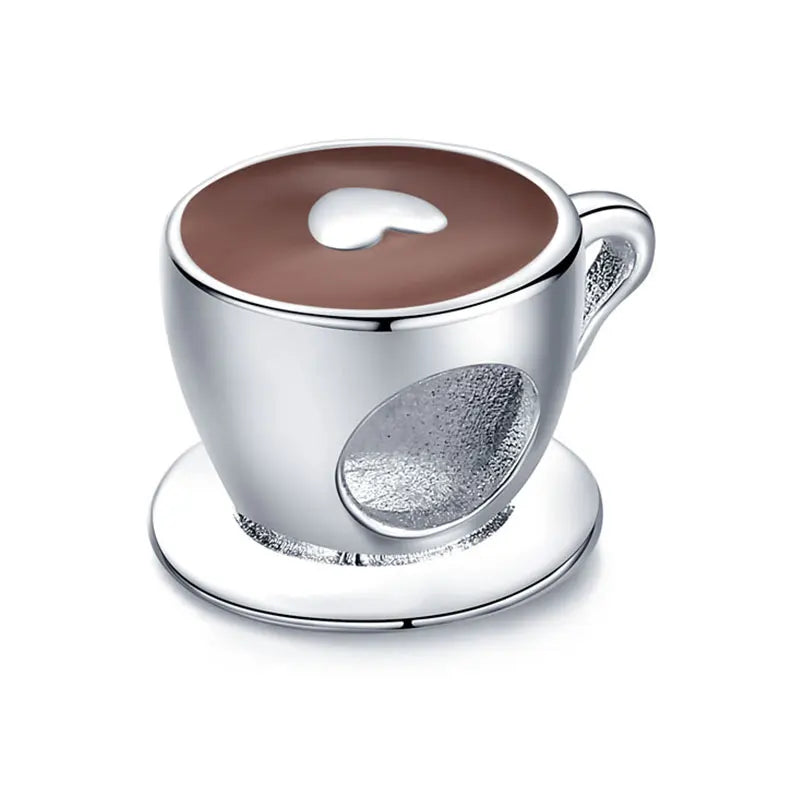 Echtes 925 Sterling Silber Buch Und Kaffeetasse Charms Fit Original Pand 3mm Armband Anhänger Perlen Frauen Edlen schmuck