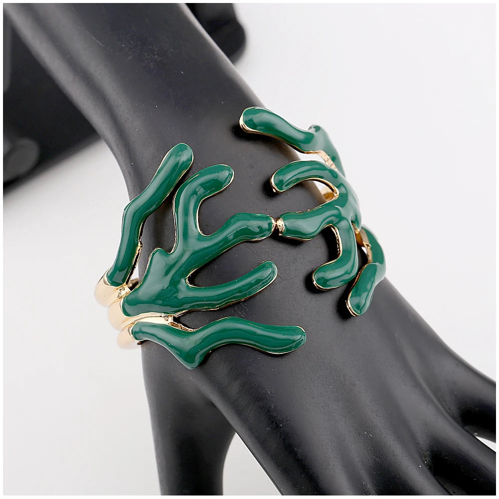 KAYMEN Neues wunderschönes Korallen-Design, luxuriöses Manschettenarmband, Statement-Armreif, Modeschmuck für Frauen, Verlobung, Hochzeit, Zubehör