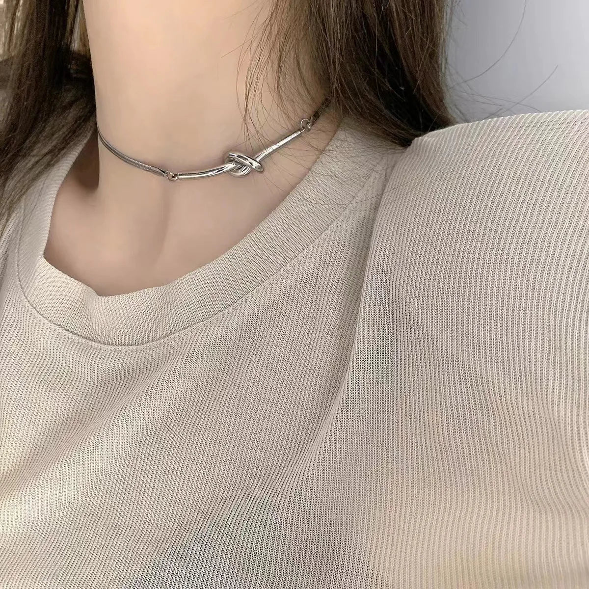 Vintage Y2k Ästhetische Pentagramm Stern Anhänger Silber Farbe Halsband Kette Halskette Für Frauen Coole Hip Hop Schmuck Charme Zubehör
