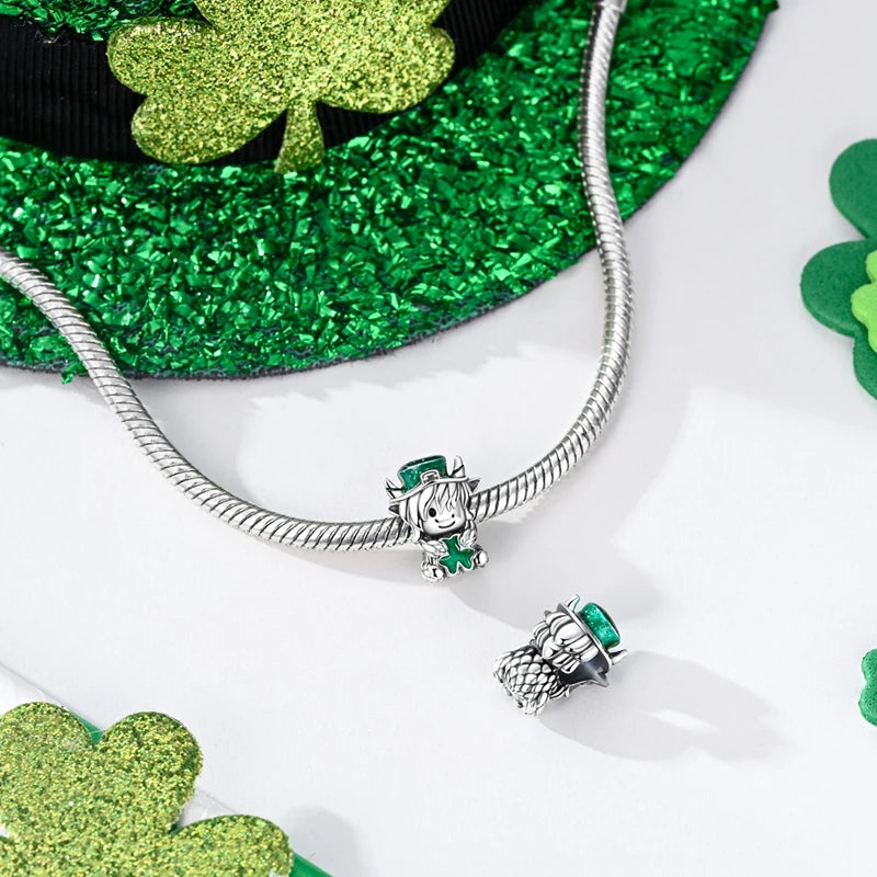 Neu im 925er-Sterlingsilber, grüne Charms, Perlen, Frosch, Kleeblatt, Schildkröte, Anhänger, Schmuck, passend für Original-925-Armbänder für Frauen, DIY-Geschenk