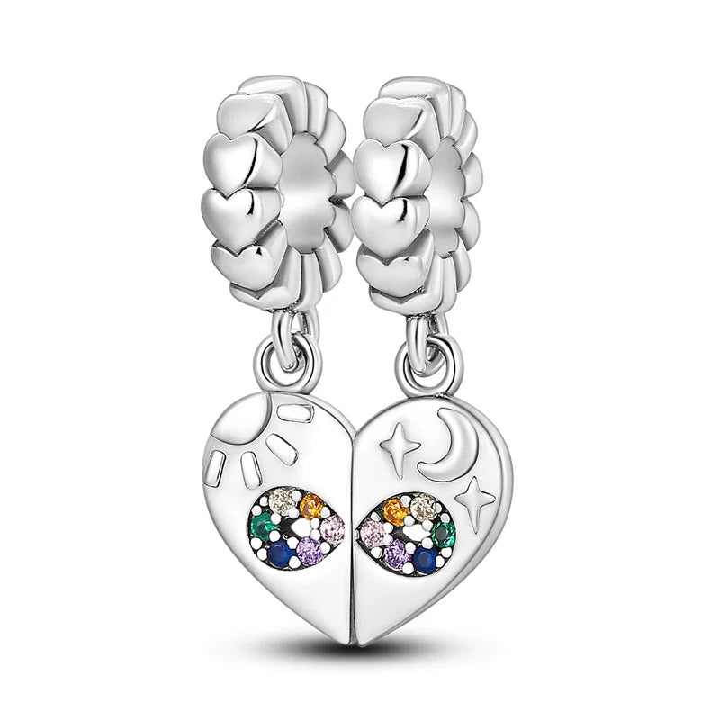 Charms aus 925er-Sterlingsilber, romantische Herz-Serie, Perlen, passend für Qikaola 925 Original-Armbänder, DIY-Schmuck zum Muttertag, Geschenke