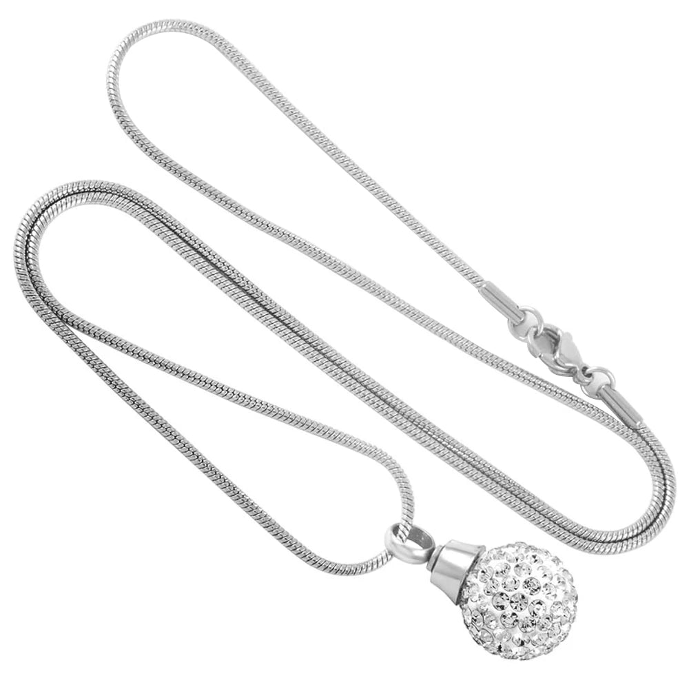 Kristallkugel-Urnen-Halskette für Asche, Edelstahl, Kristall-Andenken, Gedenkschmuck für Asche, Anhänger, Medaillon