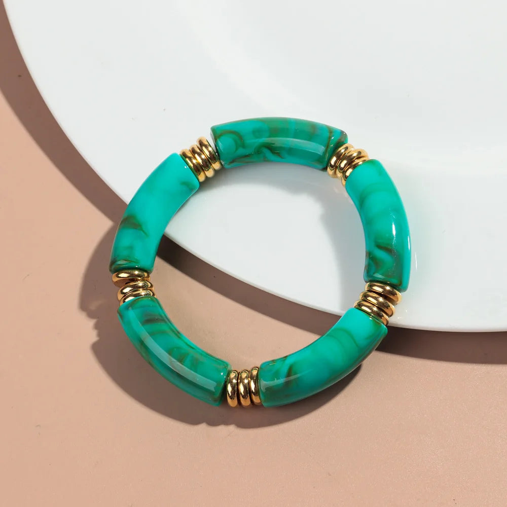 Vintage klobige Bambus-Ellenbogen-Acryl-Armbänder für Damen und Herren, Rock, Punk, Stretch, großes gebogenes Rohr, Stapel-Armreif, Paar-Schmuck, Geschenke