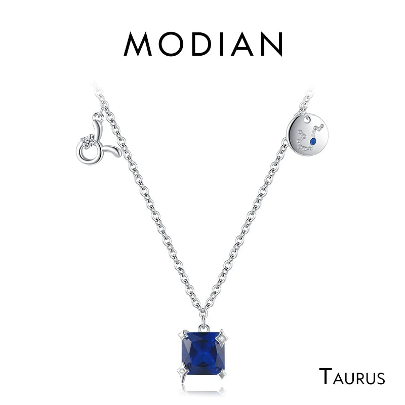 Modian 925 Sterling Silber Regenbogen Zirkonia Skorpion Geburts stein Sternzeichen Symbol Charme Anhänger Halsketten für Frauen edlen Schmuck