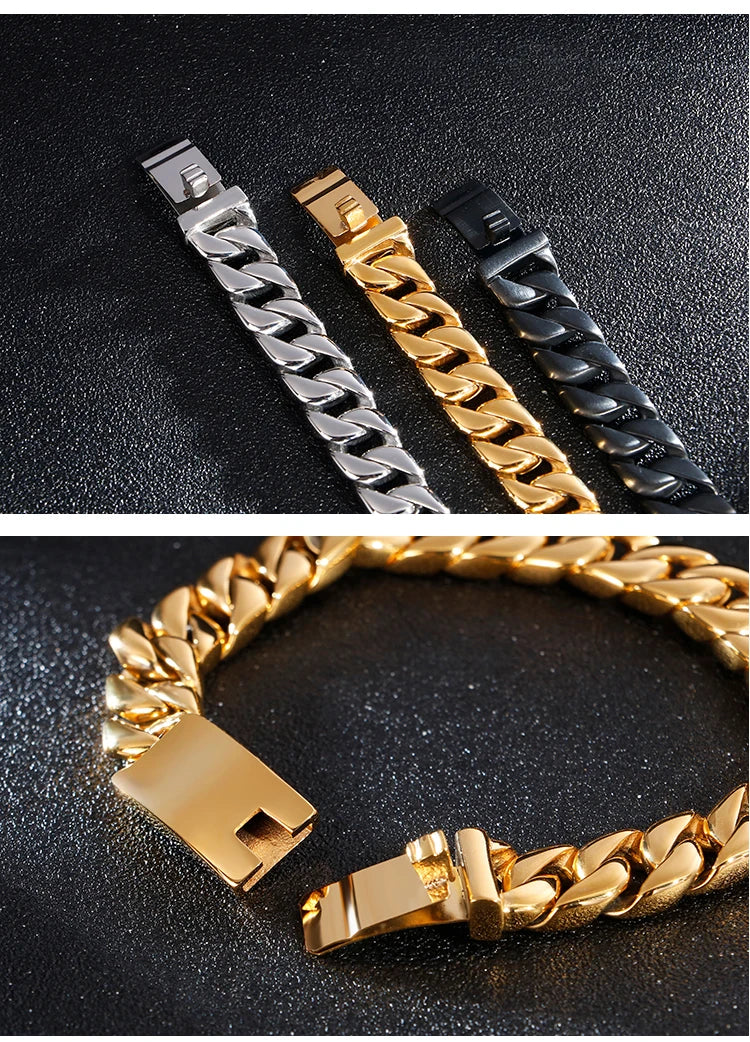 20/26/31MM 316L Edelstahl Curb Kubanisches Armband Riesige Schwere Silber Farbe Ton Schmuck Herren Frauen Biker Bike Kette Armbänder